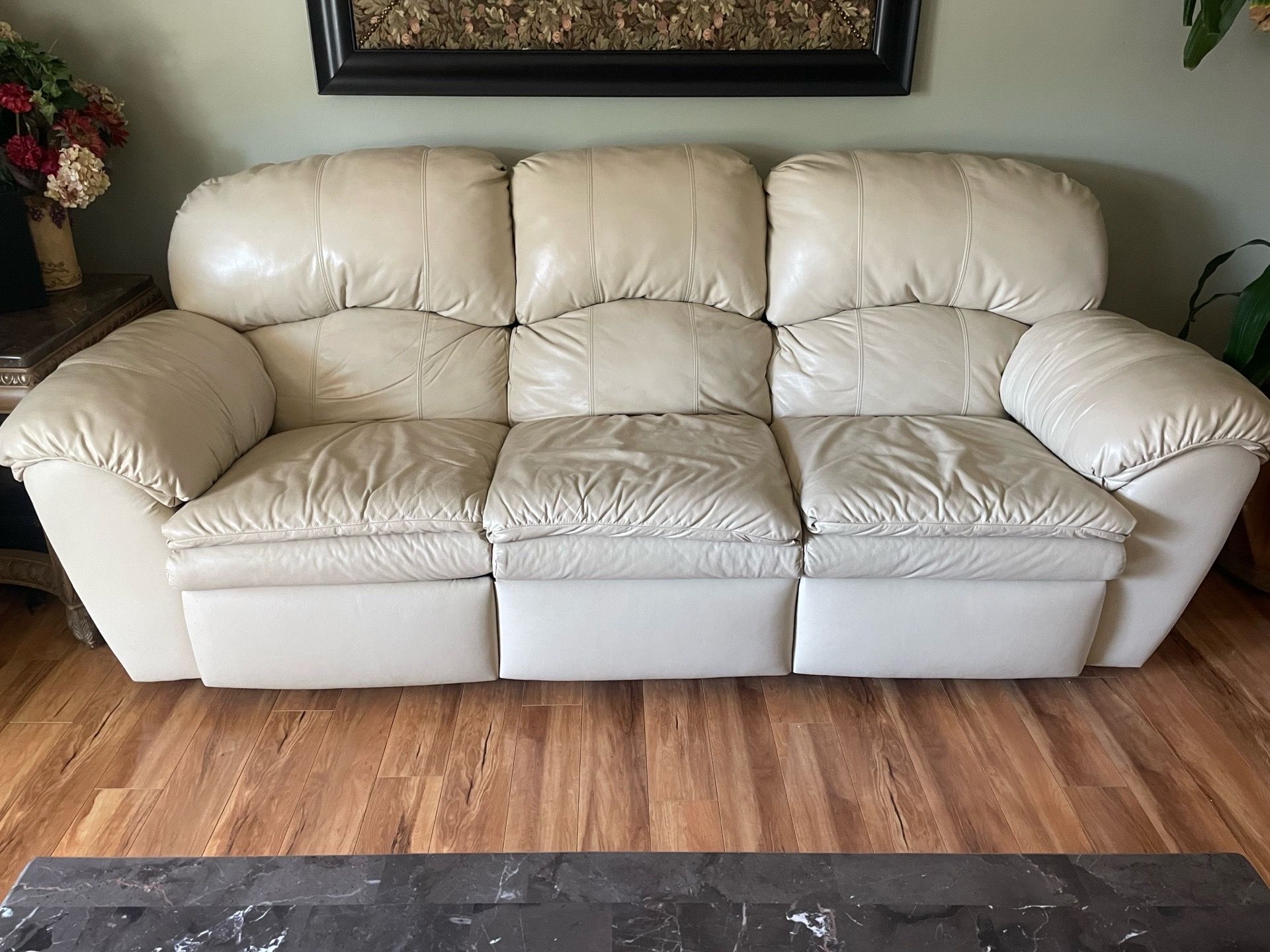 Two Leather couches, love seat ( recliners)