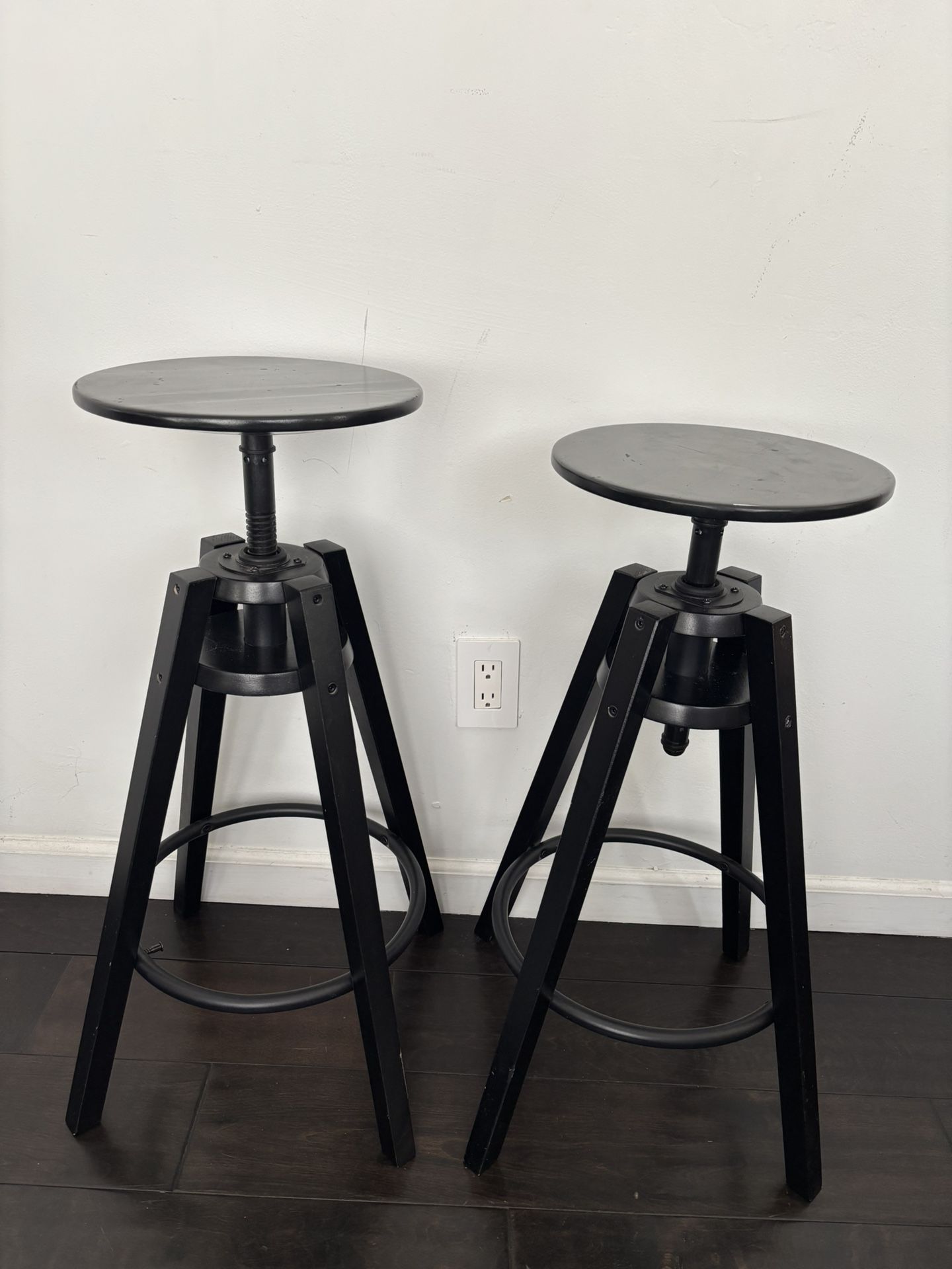 Set of 2 IKEA Dalfred Adjustable Bar Stools – Black