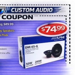 Alpine DM Car Speakers 1-Set 6 1/2 Inch 2-Way Coaxial Speaker System 200 Watts DM-65-G 🚨 Payment Options Available 🚨 No Credit Needed 🚨 