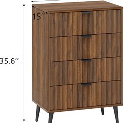 4 Drawer Modern Dresser, Natural Wood, New In Box