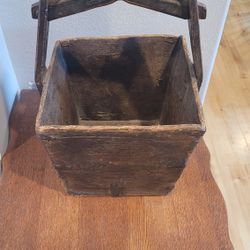 Antique Chinese Wooden Rice Grain Harvest Bucket