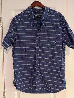 Nike Blue/Gray Striped Short Sleeve Button-Down Shirt w/ Pocket Size XL
