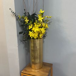 Golden Vase With Plant Table