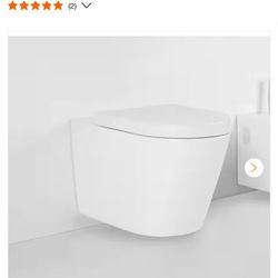 HOROW Wall Hung Toilet Bowl Only 0.8/1.28 GPF Dual Flush Round in White, Seat Included New box $110