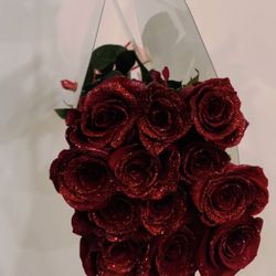 Glitter Rose Purse, Bouquet Real Roses