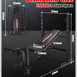 Standard Weight Bench Set with Squat Rack, 600LBS Adjustable Bench Press Set with Leg Extension and