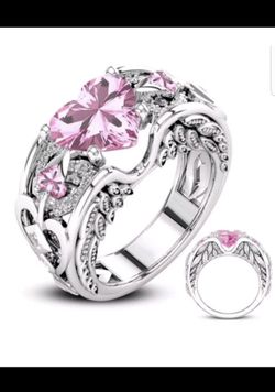 Sterling Silver Pink Topaz Ring Sizes 6  1/2 & 7 NEW