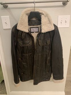 Leather Sherpa lined jacket