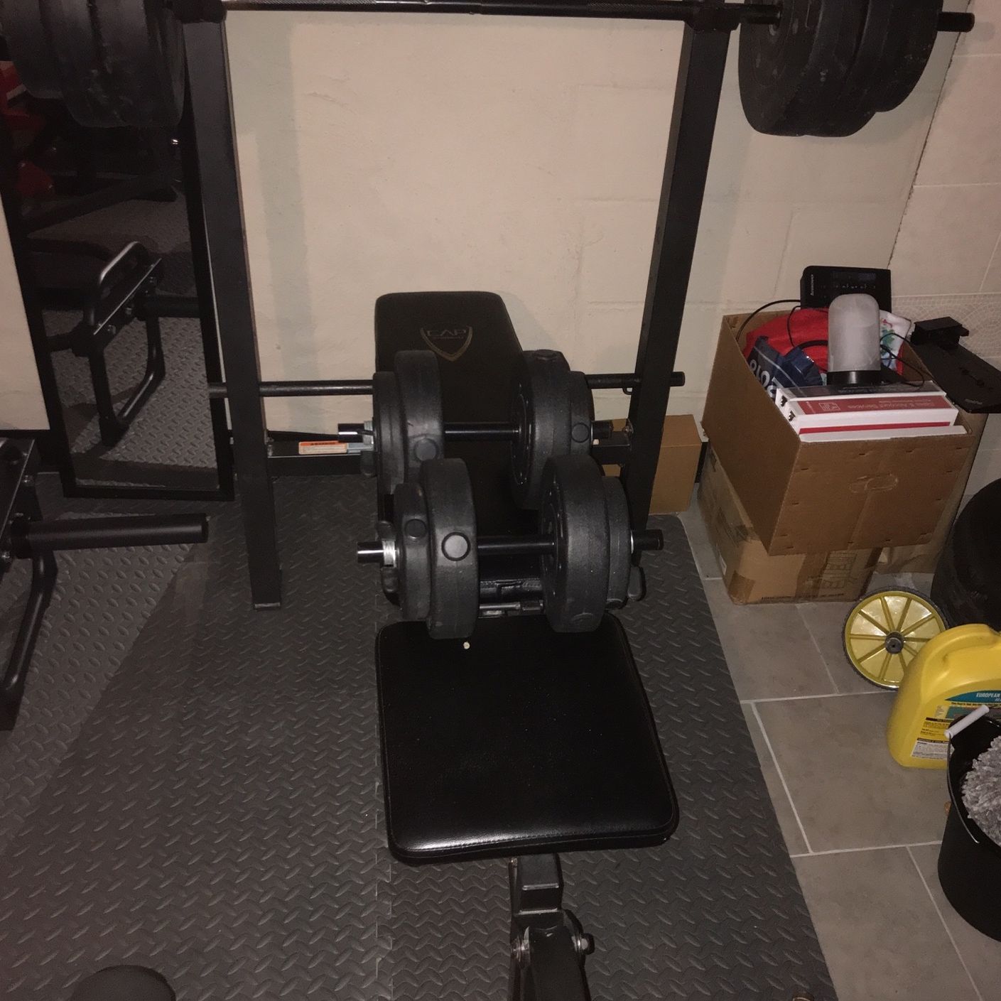 Weight Bench And Dumbbells 