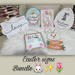 Easter Wooden Signs Bundle- Holiday Home Decor 🐰✨️🌷