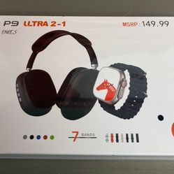 P9 ultra 2 In 1 SmartWatch And Wireless Headphone