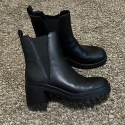 Mia Black Leather Boots. Size 9 women’s. Worn once. Comfortable. Missed return window.