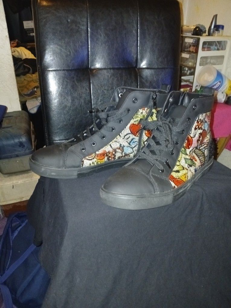 Steve Madden Chaos 01M1 Men's Leather Upper High-Top Spiked Trainers  Size 13