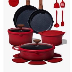 CAROTE 20Pcs Titanium Cookware Set, Pots and Pans Set Non Stick, Kitchen Cooking Set with Detachable Handle, Non Toxic Induction Cookware - Camping Co