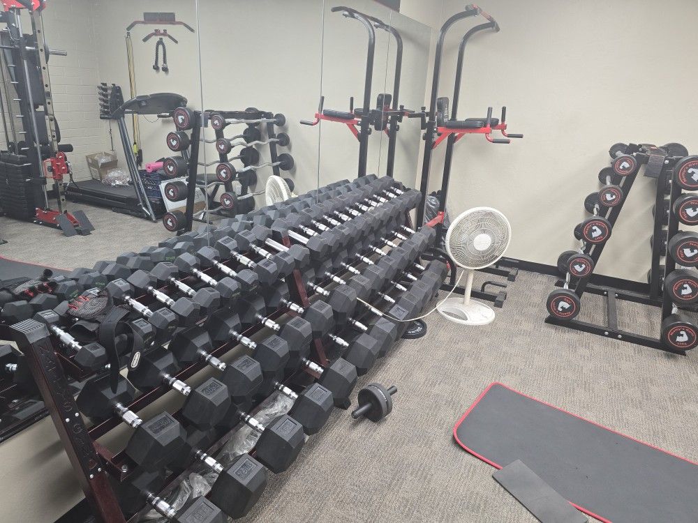 5 To 100 Lbs Hex Dumbell Set With Racks