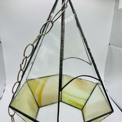 Vintage Stained Glass Terrarium Atrium Air Plant Holder Hanging Or Table Top HTF