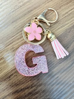 Pink Glittering Keychain Letter G
