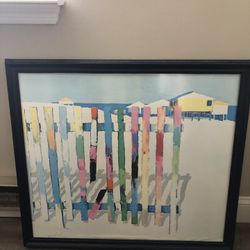 1977 Dan Poole Offset Lithograph Rainbow Beach With Wood Frame Under Glass
