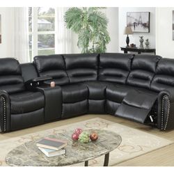 Black Sectional Sofa With Recliner