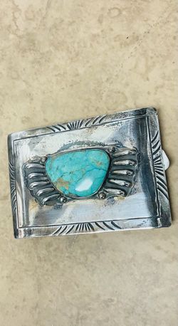 Sterling Silver Turquoise Stone Belt Buckle
