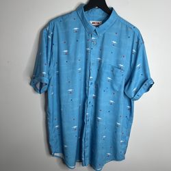 RSVLTS x Top Gun Inverted Short Sleeve Button Down Shirt Mens 2XL Blue
