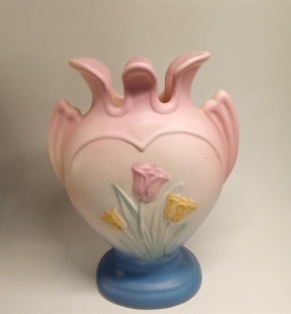 VTG Original Hull Pottery 1930s Double Handle Sueno Tulip Vase 105-33-8 8 inch