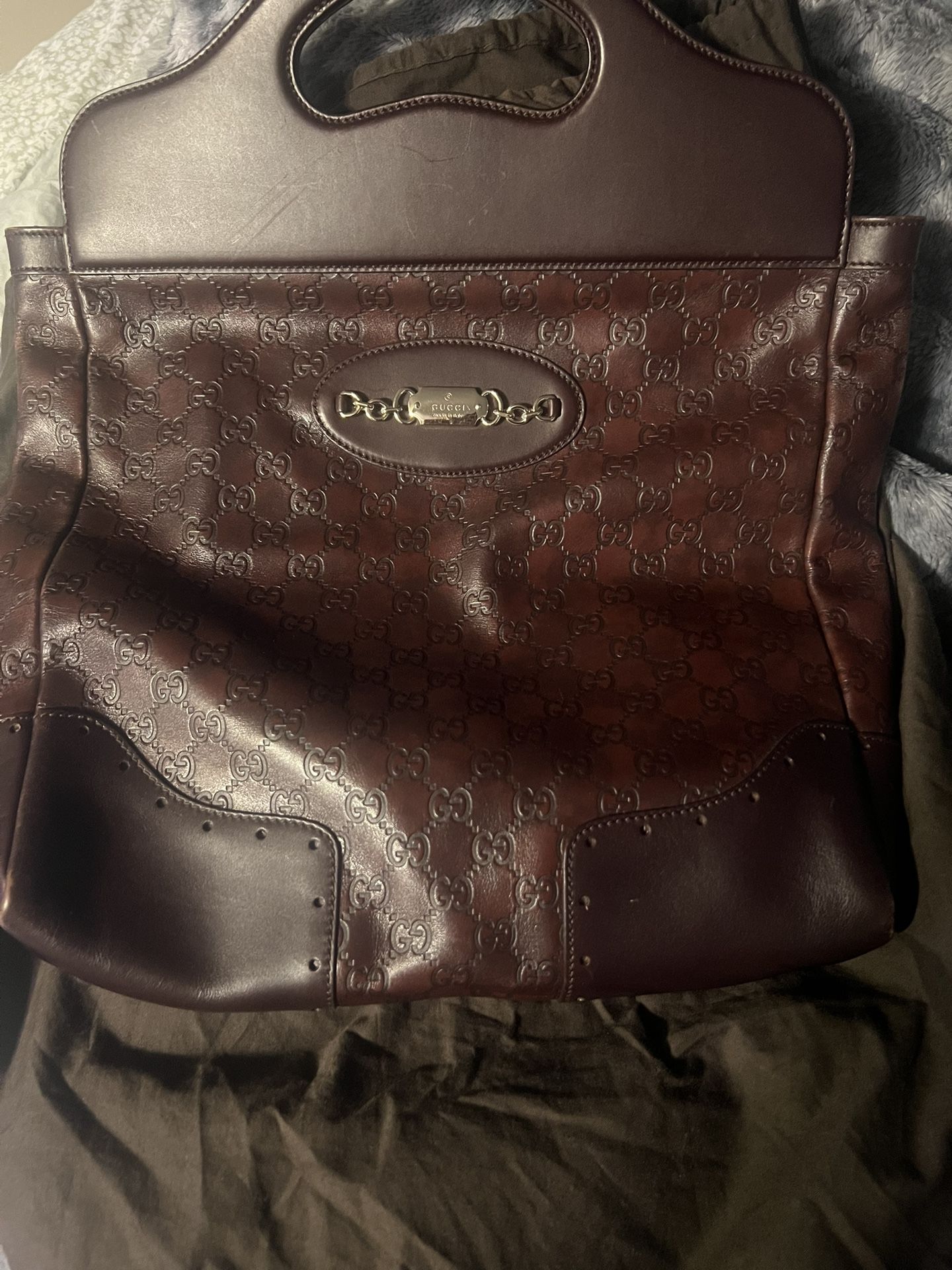 Authentic Large Brown Gucci Leather Bag