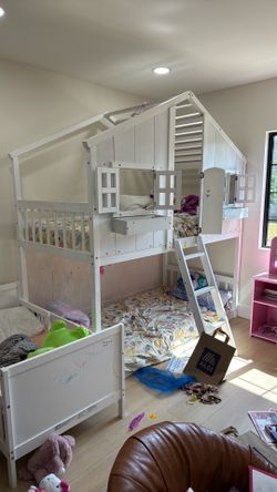 FREE twin bunk bed house with mattresses and comforters
