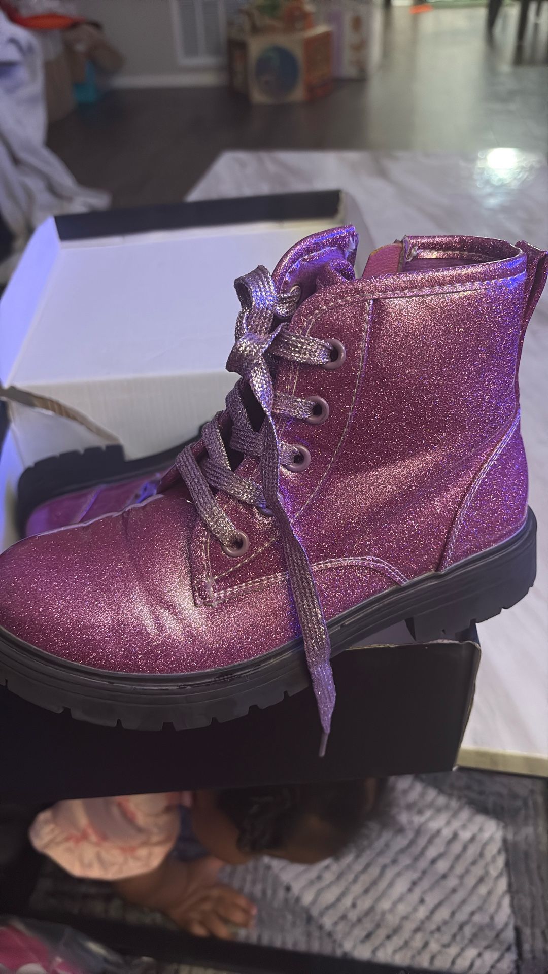 Glitter Purple Combat Boots