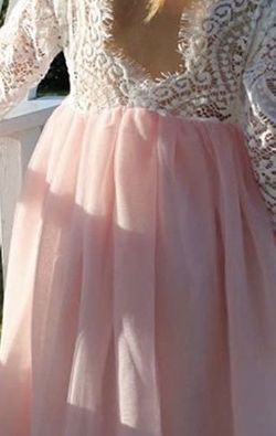 New! White Lace Wedding Pink Tulle Pageant Princess Bride Flower Girl Easter Dress - Size 4 Kids
