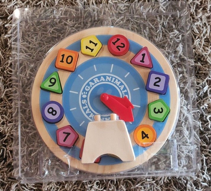Grandma's Wooden Shape Sorting Clock - Learning And Development- Wood Blocks - New In Package