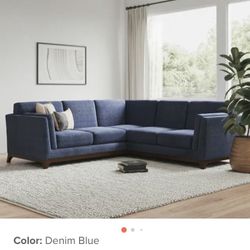 Article, Ceni Denim Blue Corner Sectional with Ottoman Like New