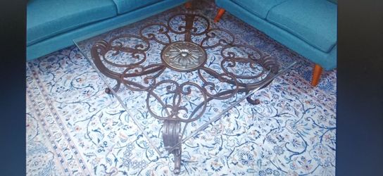 Cast Iron Coffee Table With Glass Top