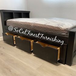 Twin Bed And Mattress With Drawers 