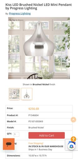 TWO - Progress Lighting Kiss / Onion 1 LED Pendant (Model P5187-0930K9)