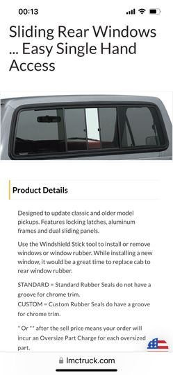SLIDING REAR WINDOW-DARK GRAY F-SERIES 67-72