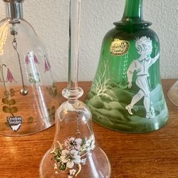 Five Beautiful Collectible Crystal Bells - Orefors Sweden & Bohemia Crystal Czechoslovakia 