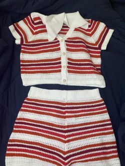 Large Red & White 2 Piece Shorts