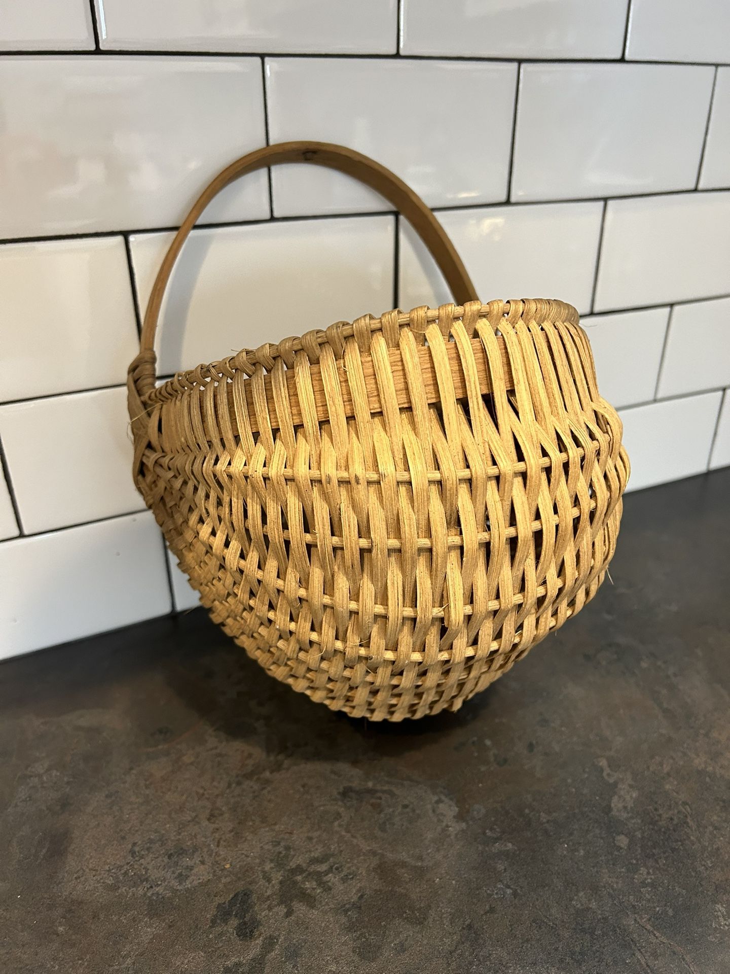 Handmade Vintage Half Round Wall Basket (Hard To Find)