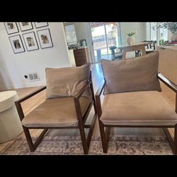 Two brown velvet Threshold Brand Chairs. 