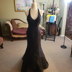 Gorgeous Black Gown With Flower Train