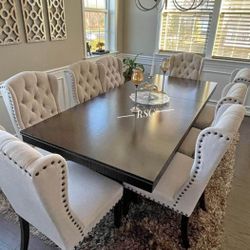 Dining Room Furniture Extension Dining Table And Cushioned Chairs ⭐$39 Down Payment with Financing ⭐ 90 Days same as cash