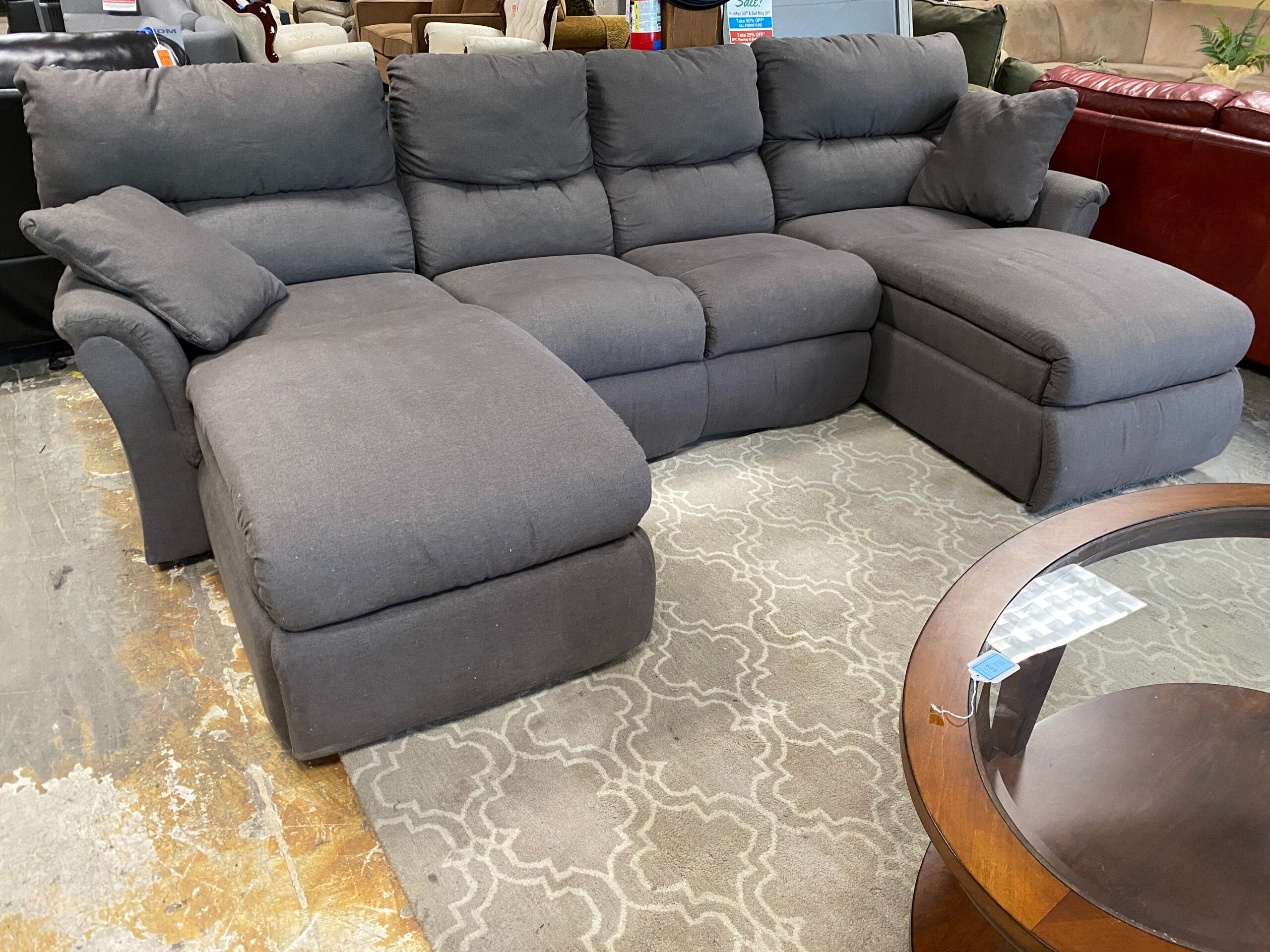 Dark Grey Modular Sectional Manual Recliner w/ 2 Loungers