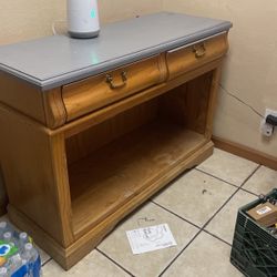 Wood Cabinet With Drawers And Shelf