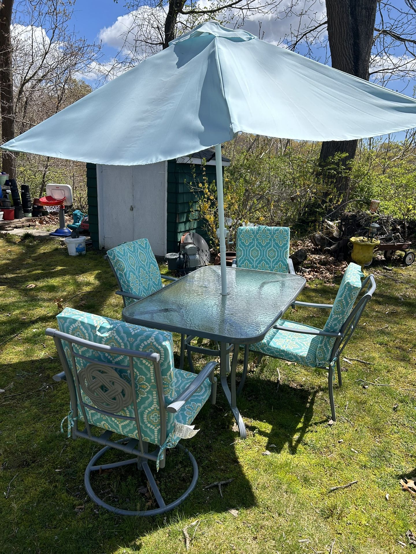 Beautiful Aqua Patio Table Chairs And In