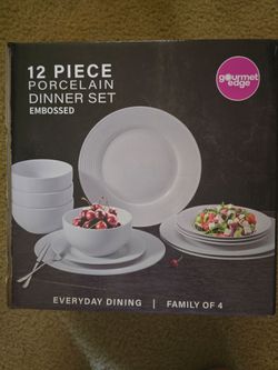 Brand New 12-Piece White Porcelain Dinner Set