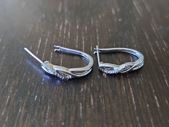Sterling Silver Diamond Hoop Earrings