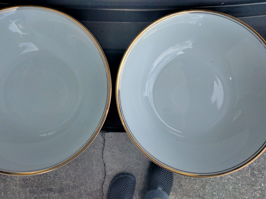 Vintage Glass Gold Trim Serving Bowls