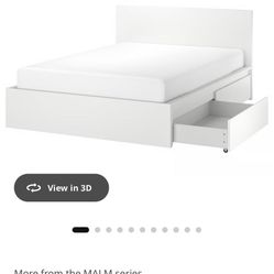 MALM Queen Bed + 4 Under Bed Drawers