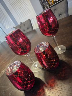 Ruby Red Wine Goblets (4)